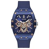 GUESS Reloj analógico para hombre correa de silicona azul (Modelo: GW0203G7)