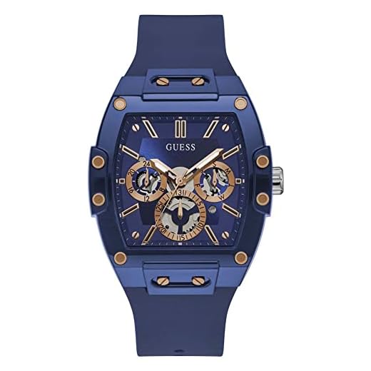 Relógio masculino GUESS de quartzo com pulseira de silicone, azul, 24 (modelo: GW0203G7)
