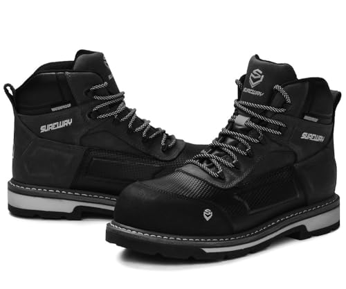SUREWAY Men's 6" Heavy Duty Soft Toe Waterproof Work Boot ​Construction,Superior Oil/Slip/Acid Resistant,Dual-Density Comfortable Outsole,Full-Grain,Men's Working Boots/Shoes3