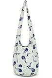 Your Cozy Boho Crossbody Bag for Women – Handmade Cotton Sling Bag Lightweight Unisex Travel Purse with Zipper (Little Whale)