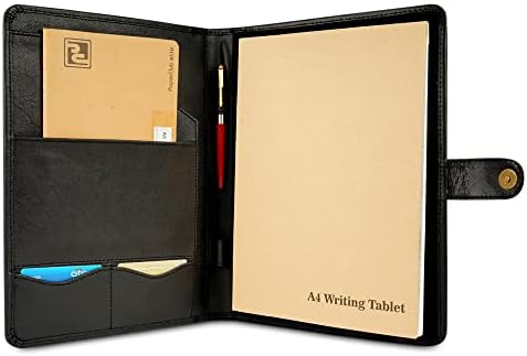 Padfolio A4 Business Portfolio Zippered Leather Binder PU Leather Notepad Folder For Resumes Interviews Legal Pad Notebook Executive Binder For Women Men (Color : Brown, Size : 8-digit Calculator - View #6