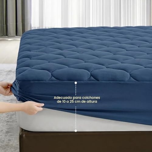 Miniatura 5 de Duanduan Topper Para Colchón, 140 X 200 Cm, Suave Topper, Cubrecolchón Con Bolsillos Profundos, Protector De Colchón Lavable A Máquina, Azul Marino