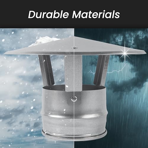 10 cm / 100 mm runde Dachkappe – Allwetter-Schornsteinkappe – verzinkter Stahl mit Gummidichtung für perfekte Abdichtung und Isolierung – runde Dachablass-Dachkappe