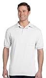 Hane's Men's 5.2 oz STEDMAN Blended Jersey Pocket Polo White - Large