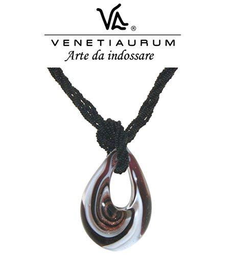 Venetiaurum - Necklace with Original Murano Glass Drop Pendant and 925 Sterling Silver - Made in Italy Certified Jewel