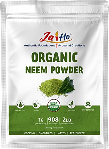 Jai Ho Organic Neem Powder 2 LB Gluten-Free Vegan Non-GMO Resealable Zip Lock Pouch