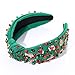 HSWE Crystal Velvet Headband Cross Knotted Turban Headdress Colorful rhinestone Statement Wide Hair Band Hoop Accessories For Women (Xmas Charm Color)