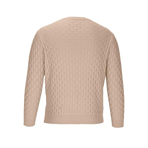 Men's Pullover Sweater Crewneck Long Sleeve Casual Sweaters Soft Waffle Texture Sweater Slim Fit Knit Jumper4