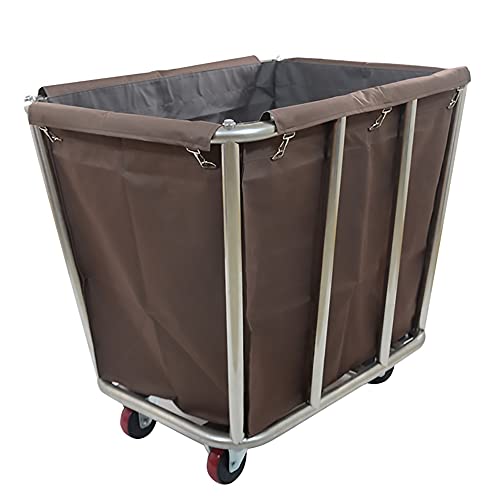 DFEDHF Shelf Movable Hand Trucks Rolling Cart, Laundry Sorter Hamper Trolley with Removable Washable Bag, Stainless Steel Frames