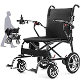 25.5 lbs Carbon Fiber Electric Wheelchair for Adults, Lightweight Foldable Motorized Power Wheelchair with Dual Batteries, Portable Airline Approved Travel Chair, Black