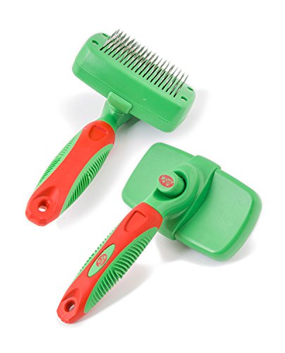 2Pet Knots Away Slicker Brush – Self Cleaning Dog Brush For Medium To Long Hair – Dog Brush For All Sizes & Breeds Grooming Brush To Remove Mats & Tangles, Reduce Shedding – Large Size, Green (641171692528)
