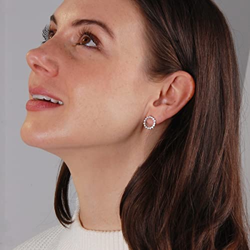 Simulated Diamond Stud Earrings for Women - Small Circle or Teardrop Cubic Zirconia Studs, Hypoallergenic and Safe for Sensitive Ears2