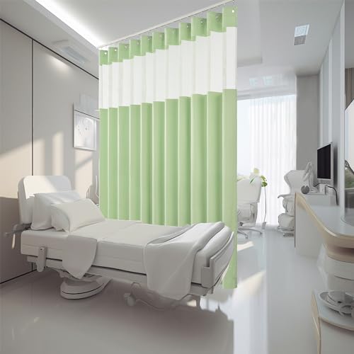 Image of Cniuyhi Inherent Flame Retardant Hospital Curtains, Cubicle Medical Grommet Curtains for Room Divider, School Nursery, Hospital(1 Panel, Green, 15x8ft)