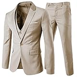 Cloudstyle Mens 3-Piece Suit Notched Lapel One Button Slim Fit Formal Jacket Vest Pants Set