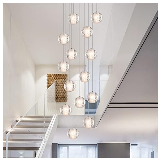Upfelw Modern Crystal Chandelier 14-Lights High Ceiling Raindrop Pendant Light Fixture, Large Bubble LED Flush Mount Foyer Staircase Living Room Light Fixture Chrome