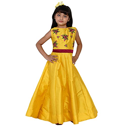 Image of Bitiya By Bhama Girl's Silk A-Line Knee-Length Casual Dress