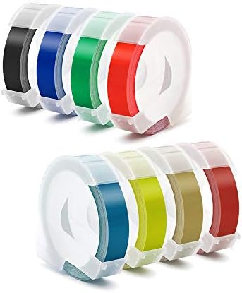 Label Maker Tape Compatible with Dymo Embossing Label Maker, 1/2''x 9.8' Colorful 3D Plastic Office Mate II Tape Compatible with Dymo Embossing 35800