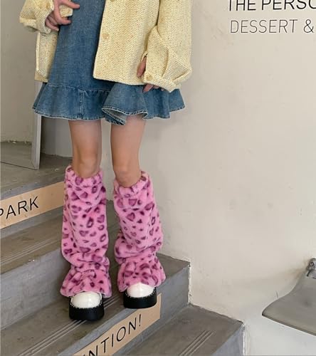Image of Sexybody Leg Warmers for Women & Girls Y2K Kawaii Fluffy Fur Flared Leg Warmer Furry Goth Grunge Socks Harajuku Leopard