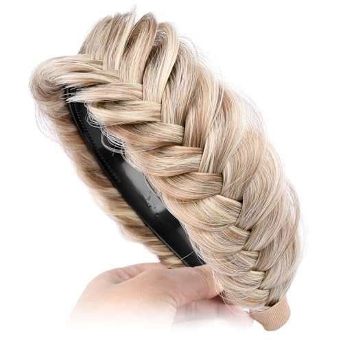 Oplira Braided Hair Headband With Tooth Wide Messy(Light Highlighted)
