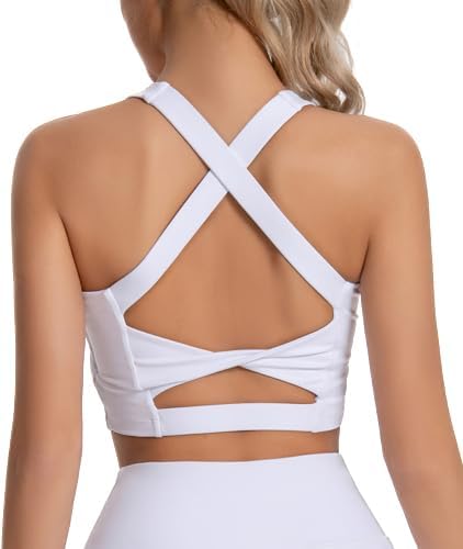 KOKITA Women's Sports Bra Fitness Short Tank Top Criss-Cross Back Padded Strappy Sports Bras Yoga Workout Bra - Image 2