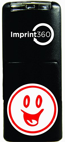 Supply360 AS-IMP2017 Teacher Stamp -Open Mouth Smiley Face, Red Ink, Durable, Light Weight Self-Inking Stamp, 5/8