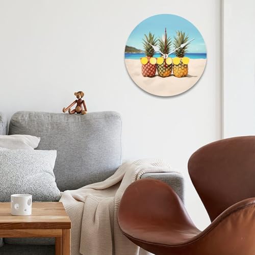 Horloge murale décorative moderne en bois jaune sans échelle - 5