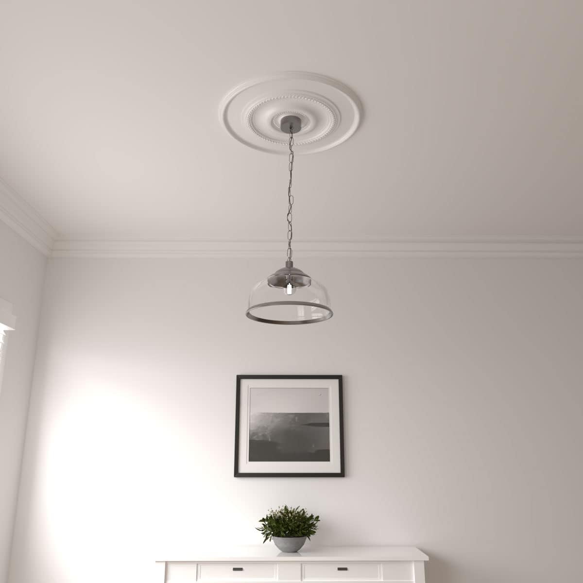 Ekena Millwork CM24RE Traditional Reece Ceiling Medallion, 24 3/8"OD x 1 1/8"P (Fits Canopies up to 5 7/8"), Factory Primed