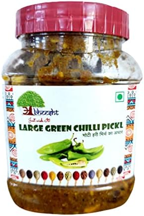 Abheesht Large Green Chilli Pickle 400g | Homemade Traditional Achar | Bada Hari Mirch Achar | Pickles in Mustard Oil