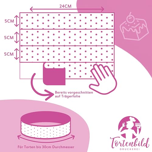Tortenband Traktor essbar - 4 Stück á 24cm x 5cm passend für Torten bis 30 cm zum mitessen - kreative Dekoration für Torten