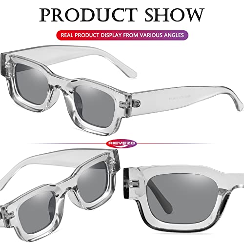 Image of AIEYEZO Modern Thick Rectangle Sunglasses for Women Men 90s Retro Chunky Square Polarized Sun Glasses UV400 Protection