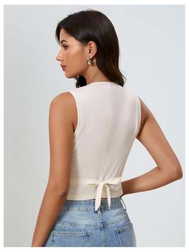 MakeMeChic Women's Boho Western Vest Tops Floral Embroidery Sleeveless V Neck Button Down Jacket Waistcoat2