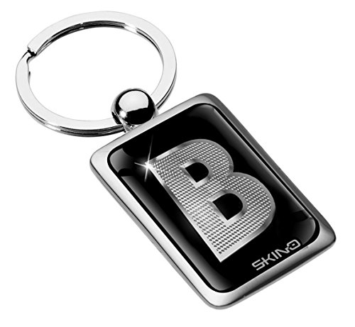 Skino Llavero Letra A-Z Iniciales Alfabeto Llavero Accesorios Hombres Mujeres Llavero Plata (B), KK 80