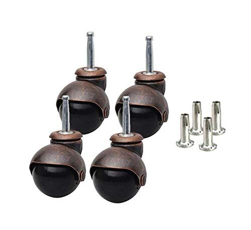 Caster Classics 4-Pack 2-inch Antique Copper Ball Caster with Wood Stem and Socket