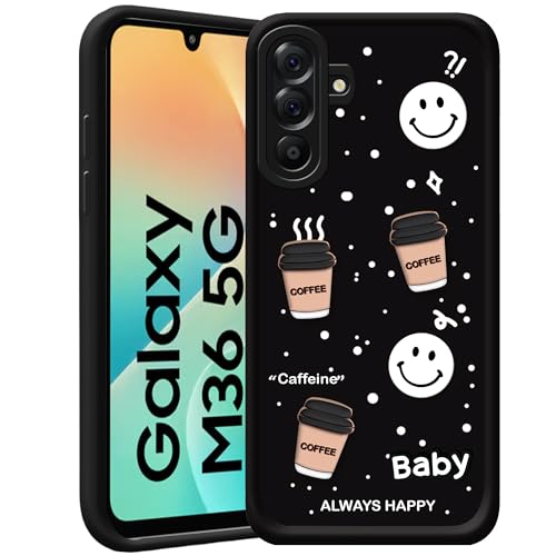 Image of amazon basics Back Case Cover Compatible for Samsung Galaxy M36 5G | Cute Fun Cartoon 3D Ball | Coffee Silicone Case | Camera Protection | Body Protection | Shock Proof | Color Black