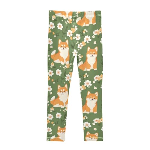 Cute Shiba Inu Girls Leggings,Workout Leggings for Girls Toddler Athletic Leggings Size for 3-10T2