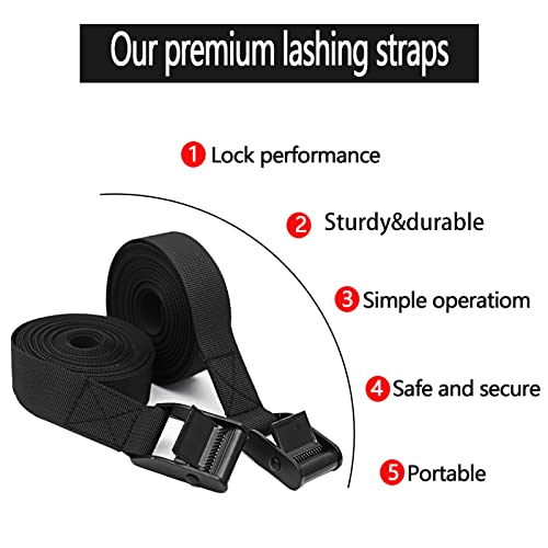Rosemarie Cam Buckle Tie Down Straps, Heavy Duty Lashing Straps Secure Straps Cinch Ratchet Straps With Zinc Alloy Lock Buckle Up To 700 Lbs For Cargo, Luggage, Kayak,Truck Pack Of 4Pcs (1" X 6.5Ft) #TOP1