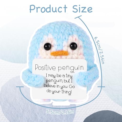 COWANIEE Cute Handmade Emotional Support Gifts, 2.2 Inch Knitted Positive Penguin for Family Friends Encouragement Home Decoration - Image 2