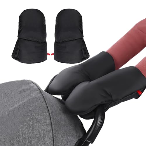 Image of 1 Pair Baby Stroller Hand Muffs Gloves Winter Thick Warm Gloves Pushchair Hand Warmer Gloves Mittens Windproof Waterproof Carriage Hand Muffs Stroller Warmmuffs Gloves Stroller Accessories
