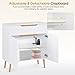 BarberPub Barber Station with Drawer & Cabinet, Beauty Salon White Storage Organizer with Concave Fluted Wall, Modern SPA Freestanding Equipment 3196 (White)