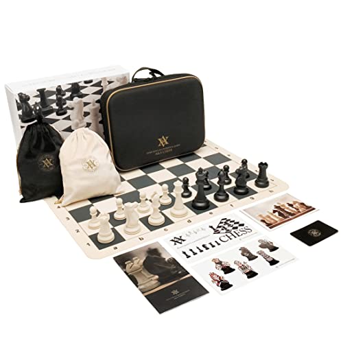 A&A 1009.510.02 Tournament Chess Set/ 20''X20'' Foldable Silicone Chess Board / 3.75'' King Height Plastic Quadruple Weighted Classic Staunton Pieces/Storage Bag thumb #9