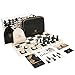 A&A Tournament Chess Set/ 20''x20'' Foldable Silicone Chess Board / 3.75'' King Height Plastic Quadruple Weighted Classic Staunton Pieces/Storage Bag for 6 Years Old - 2 Players