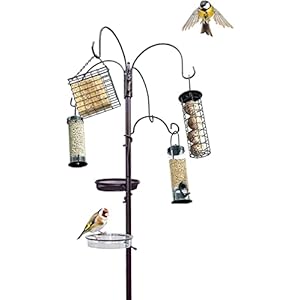 Pelle & Sol Bird Feeders Hanging Station, Bird Feeders With Feeding Trays – Bird Feeder, Bird Seed Feeders Hanging, Bird Feeding Station, Squirrel Proof, Bird Feeder Stand Outdoor Garden Decorations