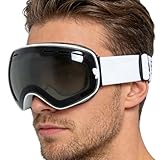 Skibrille – TPU-Schwammstoff | Antibeschlag-Doppellinse – Rahmenlose Unisex-Snowboard-Skibrille, UV400-Schutz, Leicht, 147 G, Perfekt Zum Snowboarden, Skifahren, Radfahren, Outdoor, Wintersport, Abent
