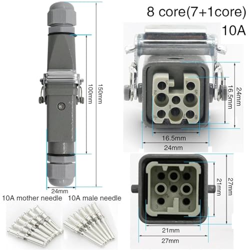 Conector industrial resistente 8 pines 250V 10A miniatura 2