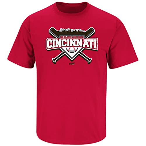No Place Like Home T-Shirt for Cincinnati Baseball Fans (SM-5XL) (Red Short Sleeve, X-Large)