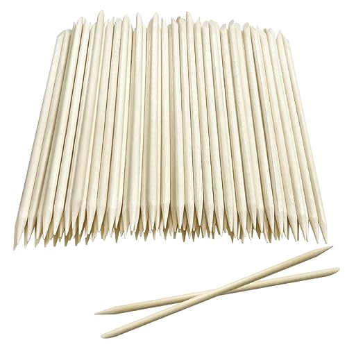 WELANE Double Sided Cuticle Pusher Remover, 100 PCS Nail Wooden Sticks for Home, Salon Manicure Pedicure Tools (11.3cm/4.4in)