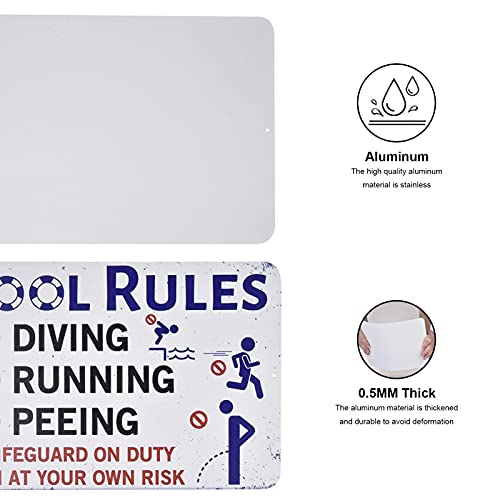 Regras da Piscina Decoração de Placas | Palavras Placas de Metal para Piscina,Decoração de parede Re