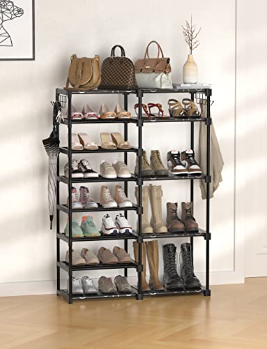 Timebal 8-Tier Shoe Rack Storage Organizer, 25-28 Pairs Shoes Shelf Organizer, Removable & Dust Large Stackable Shoe Rack For Boot & Shoe Storage #TOP7