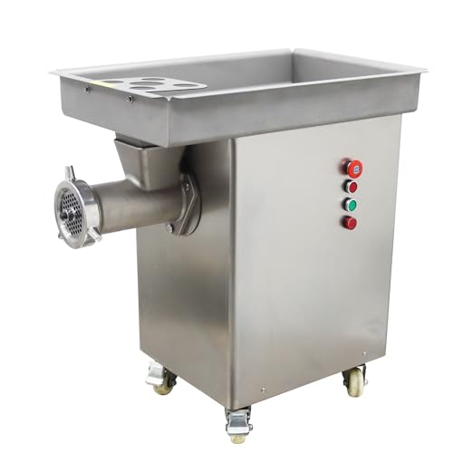 HQHAOTWU Commercial Meat Grinder Stainless Steel Meat Mincer Sausage Stuffer Filling Grinding Machine 8mm Sieve Plate for Supermarket, Restaurant Using 2200W 450KG/H
