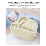 BAGSMART Travel Toiletry Bag, Crush Toiletry Bag for Women, Wide-open Puffy Toiletry Bags for Traveling, Large Travel Cosmetic Makeup Bag Organizer for Accessories,Toiletrie, Beige - Image 4